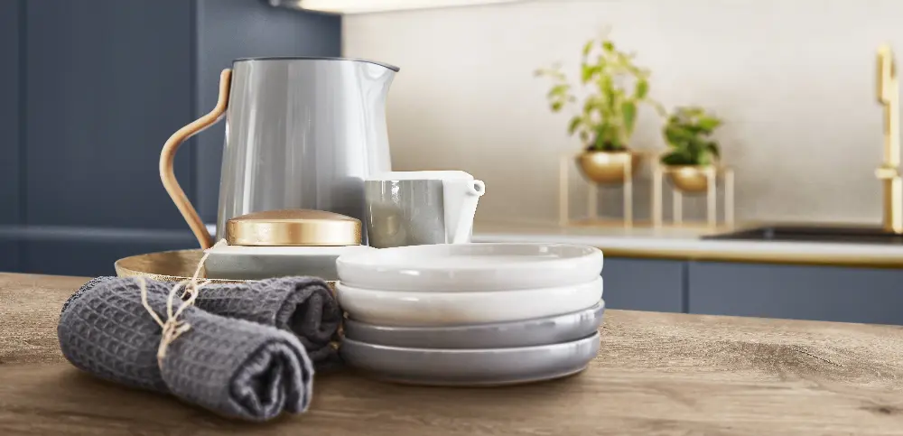 Kitchen artwork standing on a wooden worktop Kitchen artwork standing on a wooden worktop