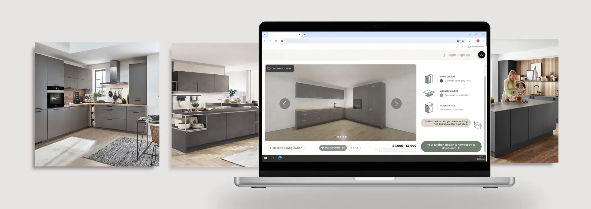 Laptop showing AI Tool with Kitchen examples in the background Laptop showing AI Tool with Kitchen examples in the background