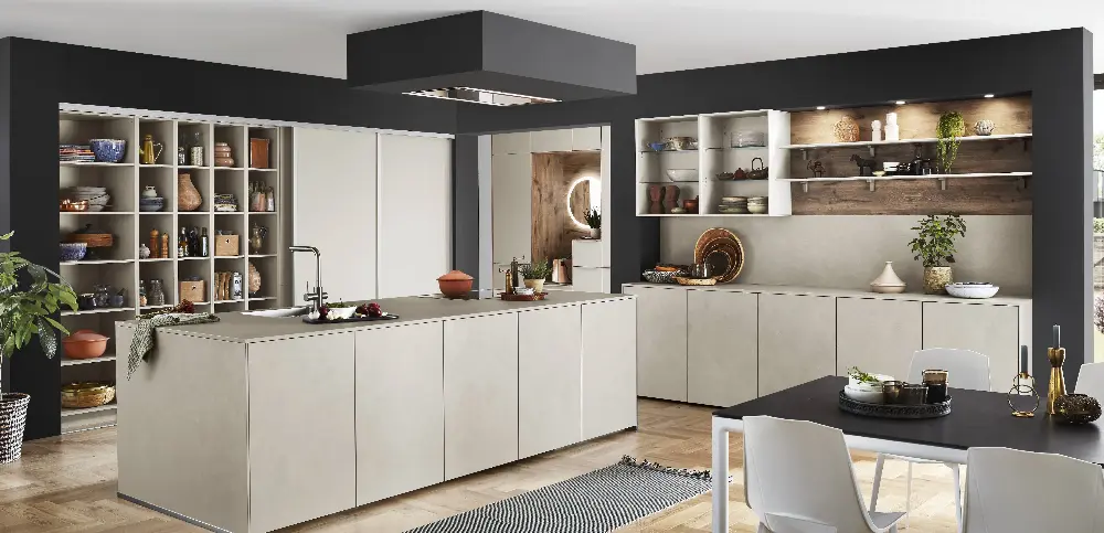 beige kitchen with a lot of free space beige kitchen with a lot of free space